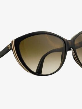 Alexander McQueen Black Cat-Eye Sunglasses with Gold Accents